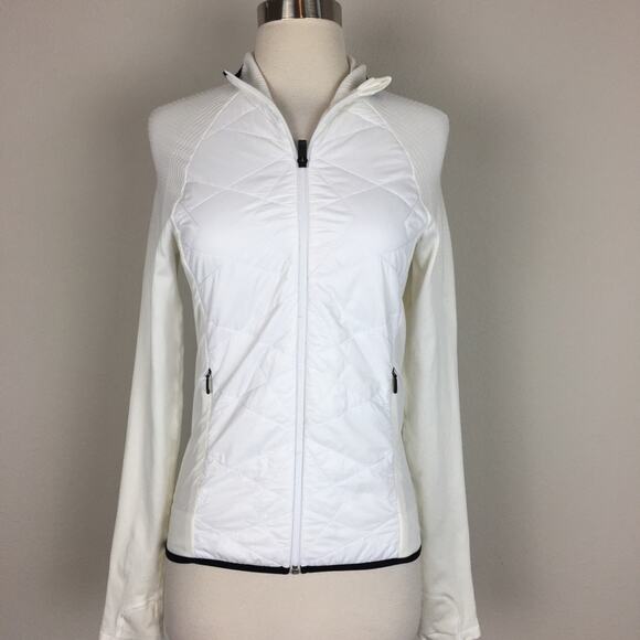 Athleta Black Off White  White Zip Athletic Jacket Small - Picture 2 of 7
